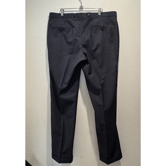 BOSS Hugo Boss Navy Virgin Wool Pants Men’s Size 38R Blue Check Classic Cuffed - Picture 6 of 14